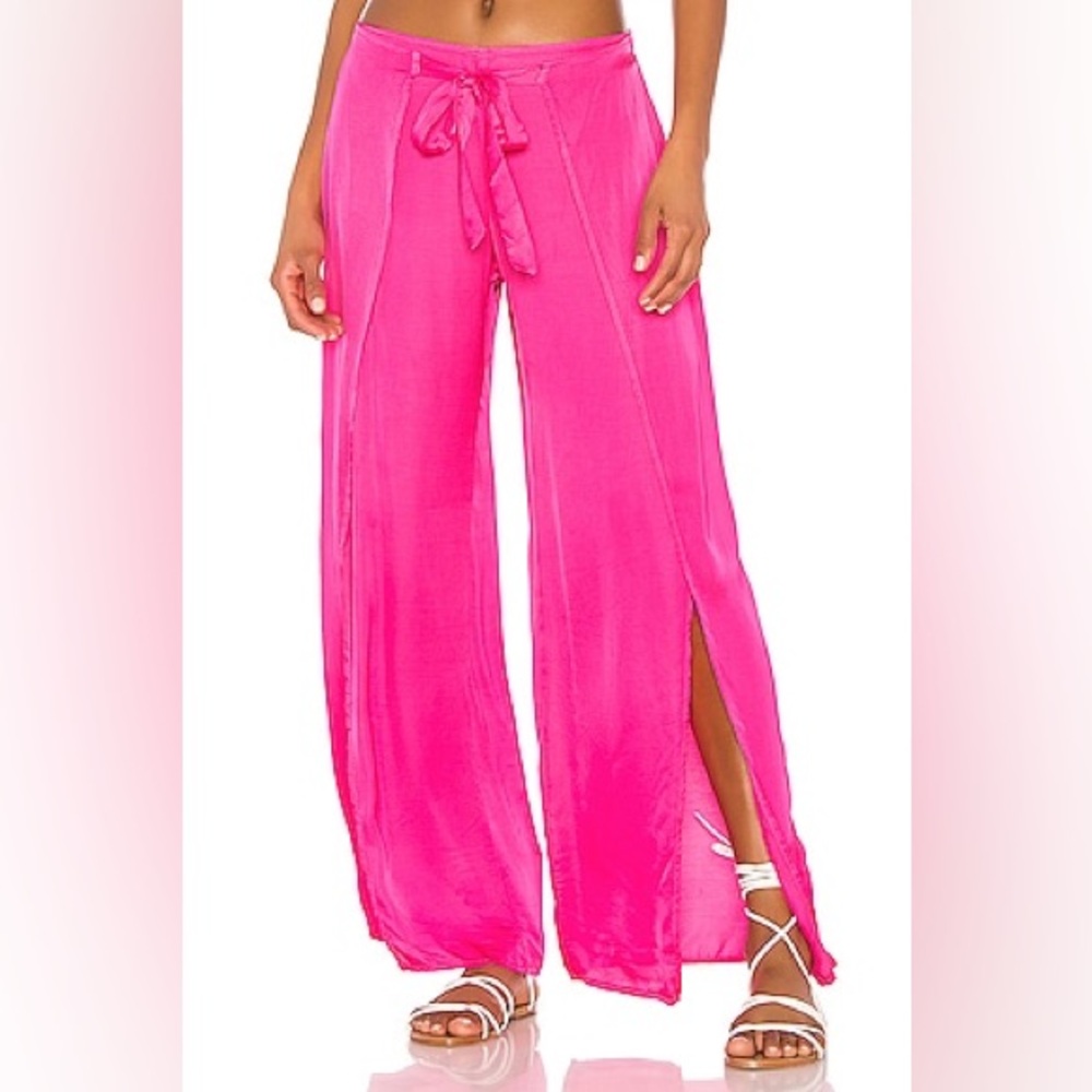 Young, Fabulous, and Broke Pink Satin Pants from Revolve